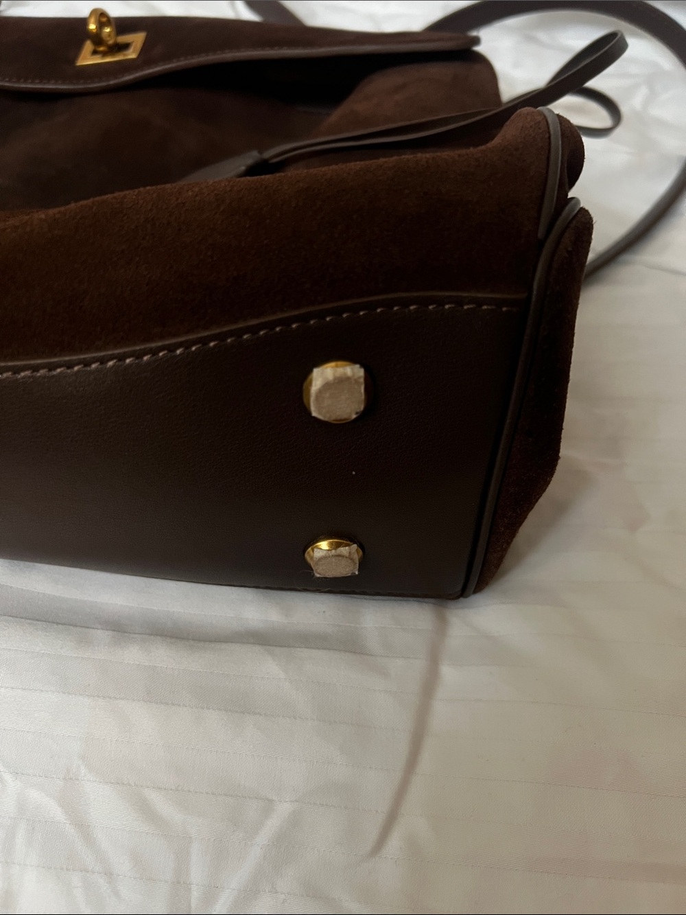 Etsy Classic Dark Brown Suede Top-Handle Bag - Picture 5 of 9